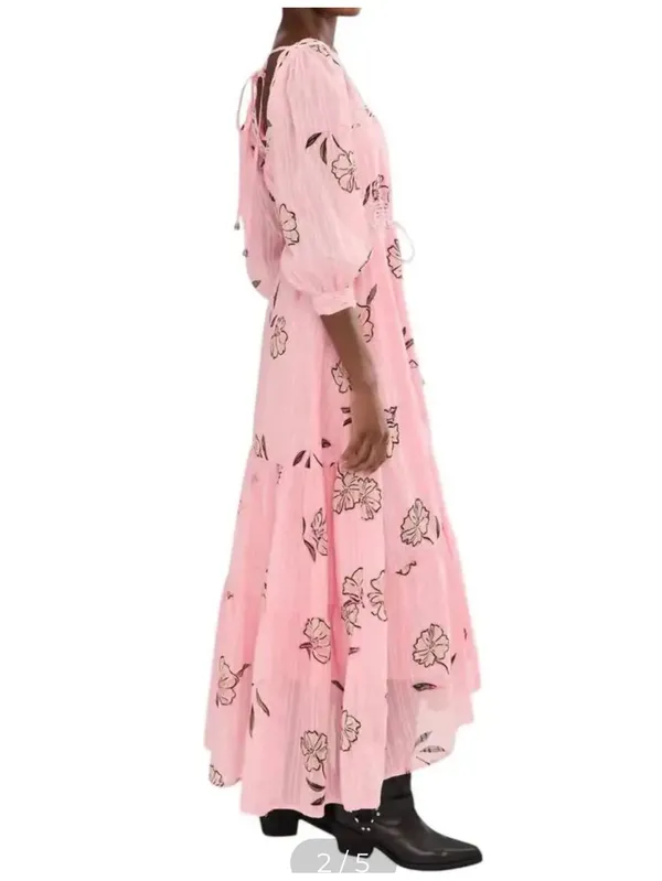 Free People Morning Meadows 3/4 Sleeve Square Neck Maxi Dress, XL, NEW NWT - Image 2