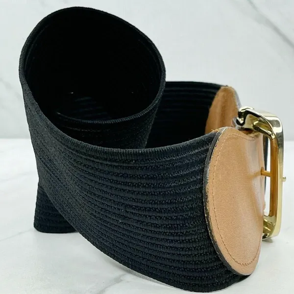 Vintage The Limited Stretch Belt Leather Trim Gold Hardware Medium (M) ✨ - Image 5