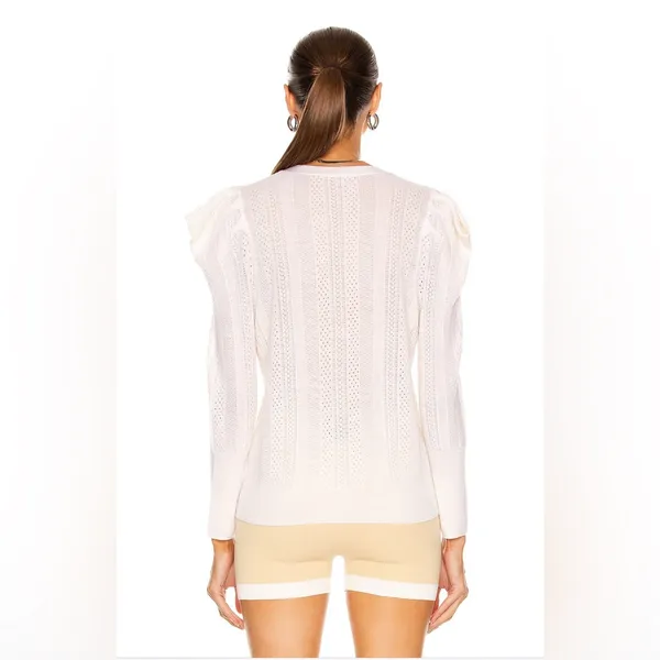 VERONICA BEARD Kirka Henley Pullover Sweater in Ivory M - Image 4