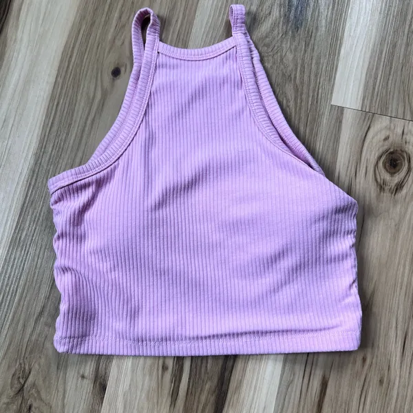 Klassy Network Lilac Ribbed Crop Top with padding size S - Image 2