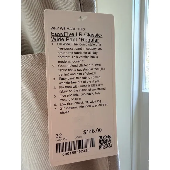 Lululemon EasyFive Low-Rise Classic Wide Pant Utilitech Twill Downtown Tan 32 - Image 3
