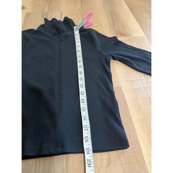 Abercrombie & Fitch Soft A&F Rib Full Zip Long Sleeve Top Black Medium - Image 10