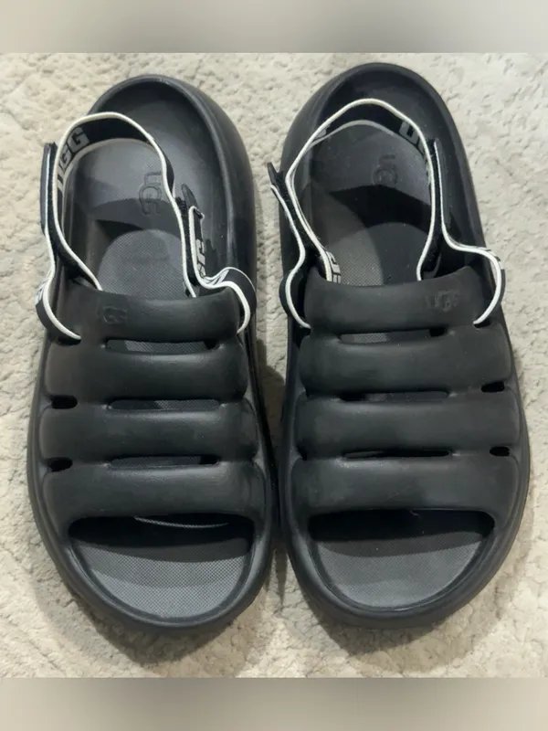 UGG Sport Yeah Black Platform Sandals Logo Strap Chunky size 10 - Image 2