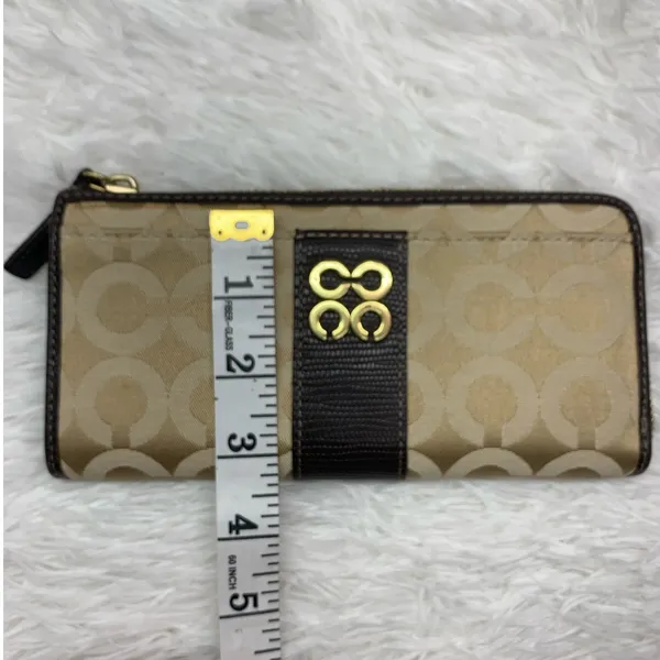 COACH Julia Khaki Brown Op Art Slim Zip Wallet - Image 12