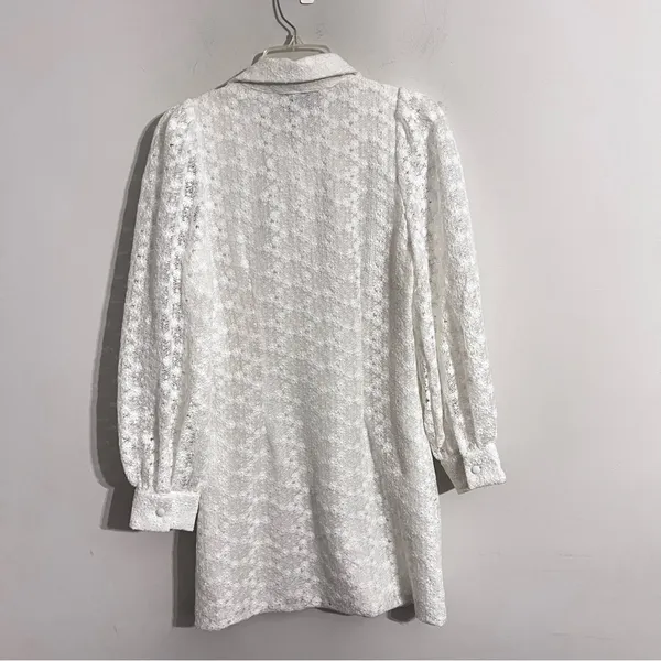 Anthropologie Mara‎ Mara White Textured Resortwear Mod Vacation Dress Sz XS 🟨 - Image 8