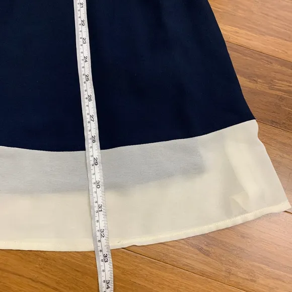 YA Los Angeles Dress Womens‎ Size Medium Navy Sleeveless Fit & Flare White Trim - Image 8