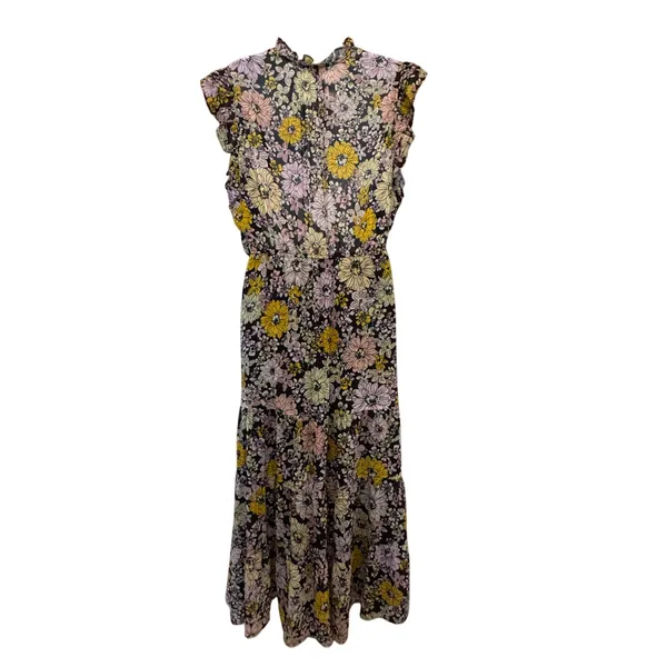 NWT BB Dakota Steve Madden Floral Maxi Dress L Chiffon Ruffle Tiered Blossom - Image 5