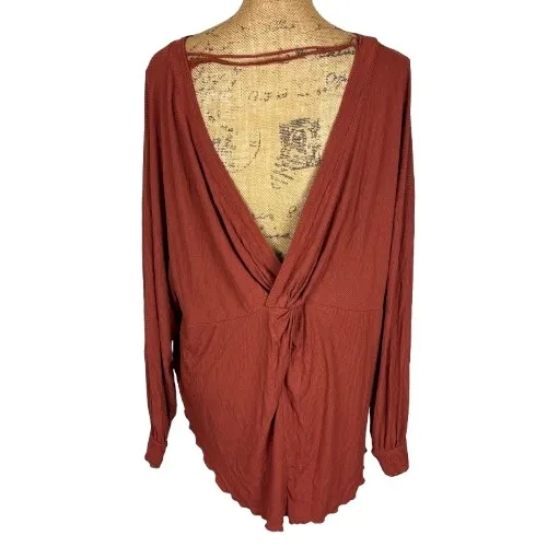 Free‎ People Shimmy Shake Top Cowboy Rust Orange Oversized Low Open Back Small - Image 3
