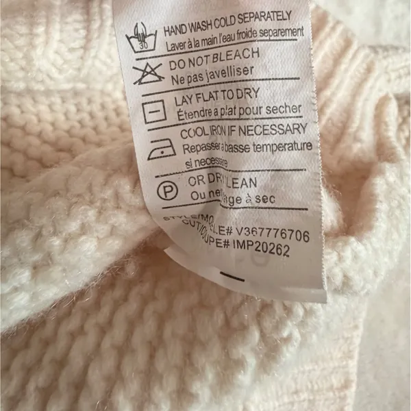Vince Wool Cashmere Turtleneck Sweater Cream Off White Waffle Knit Small - Image 6