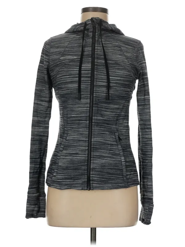 Lululemon Hooded Define Jacket Nulu Heathered Black / White / Black W4BF8S Sz 8 - Image 2