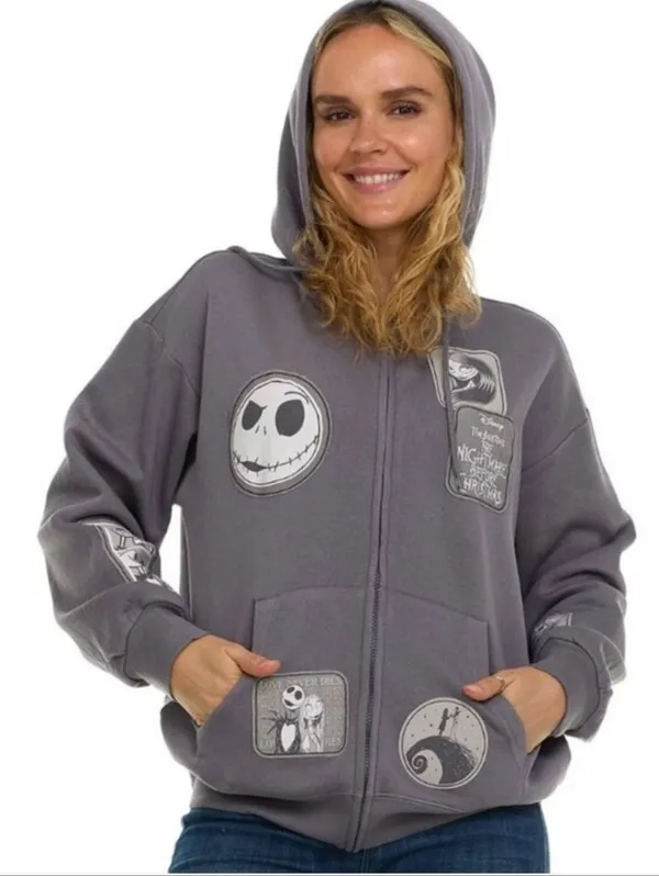 Disney The Nightmare Before Christmas XL Multi Patch Full Zip Hoodie Sweatshirt - Image 9