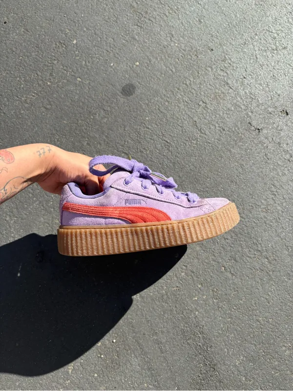 Savage X fenty X puma collab suede purple and red sneakers platforms 6 - Image 6