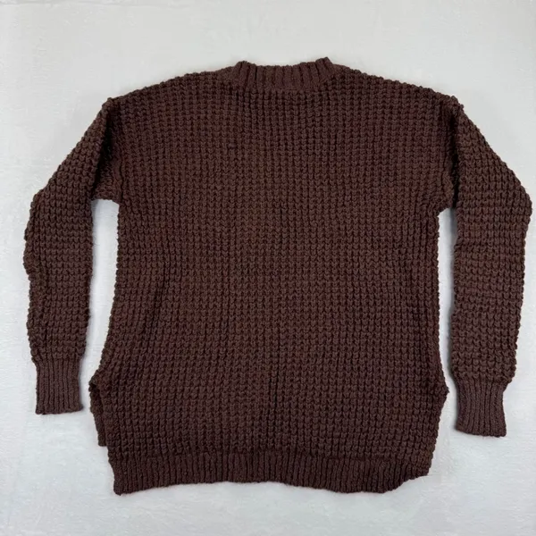 Free People Whistle Thermal‎ Henley Brownstone Combo Chunky knit Sweater Medium - Image 8