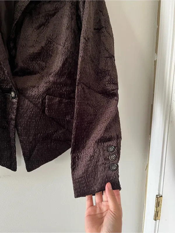 Democracy Brown Velvet Corduroy Blazer Small Western Equestrian Riding Preppy - Image 4