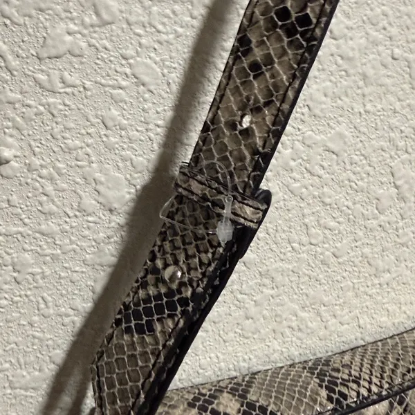 Topshop Finley Faux‎ Snakeskin Baguette Shoulder Bag Grey Black Snake Print - Image 8
