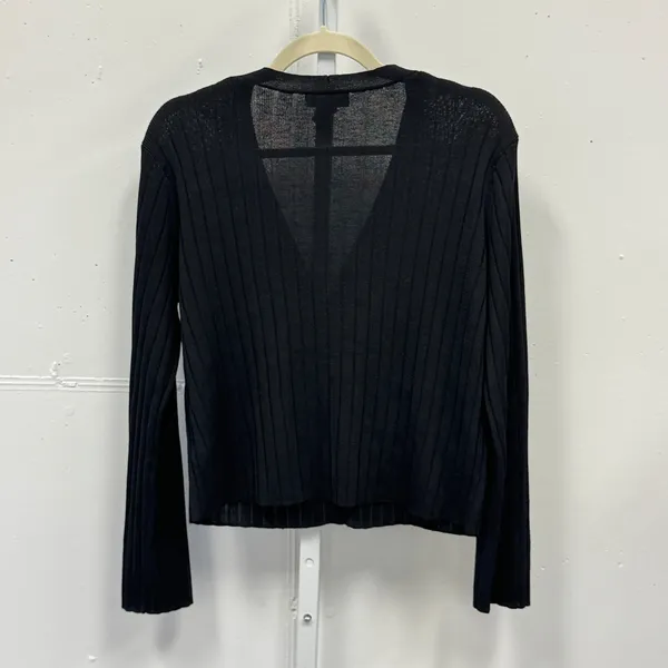 H&M Ribbed Knit V-Neck Button Front Cardigan‎ Sweater Small Black Casual - Image 2