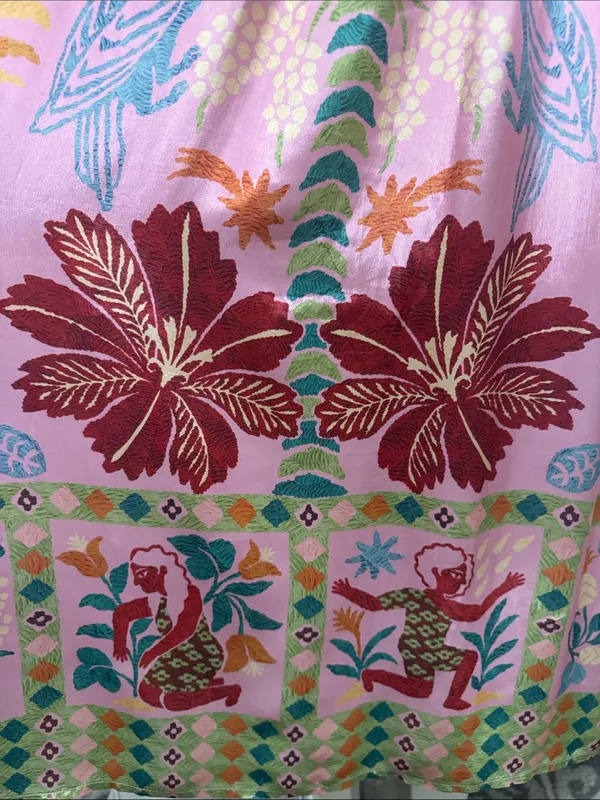 Fruits Queen Scarf Midi Dress Floral Bohemian Long Sleeve Size Medium - Image 6