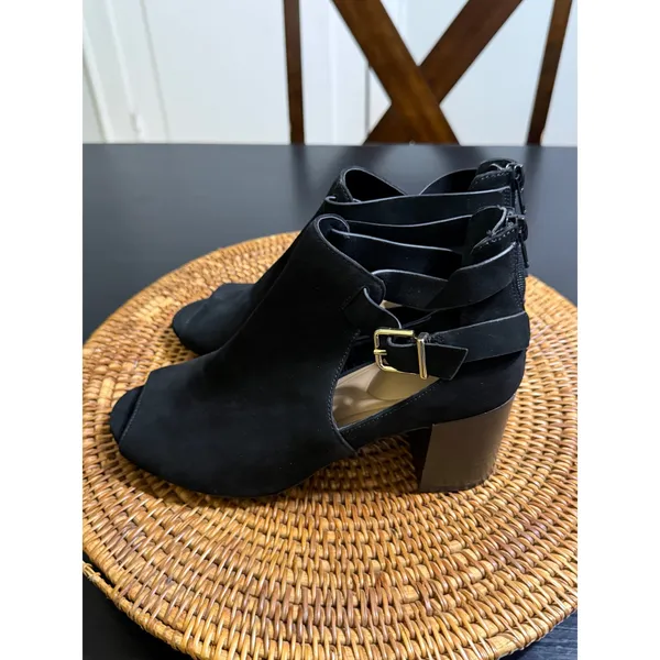 Giani‎ Bernini Womens Black Peep Toe Cutout Block Heel Ankle Boots Size 8 - Image 8