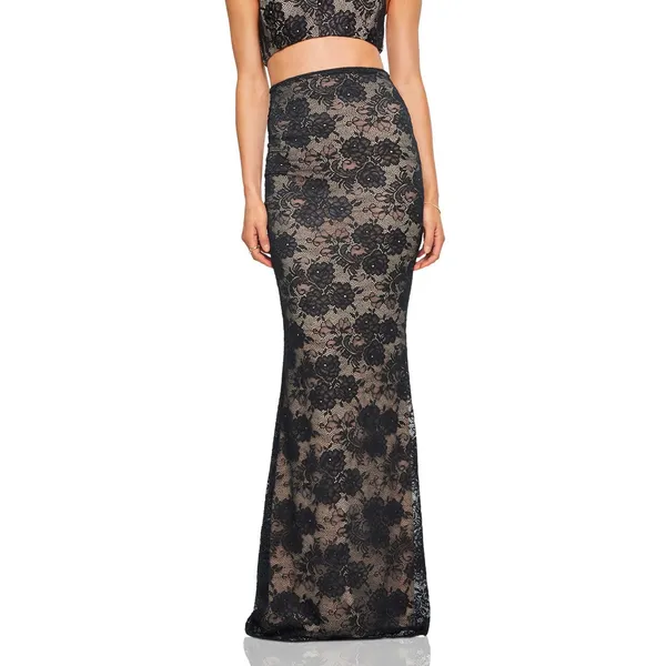 Nookie Heaven Black Lace Maxi Skirt NWT Size Small - Image 8