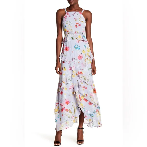 Rachel Roy purple lavender floral garden party ruffle maxi dress - Image 2
