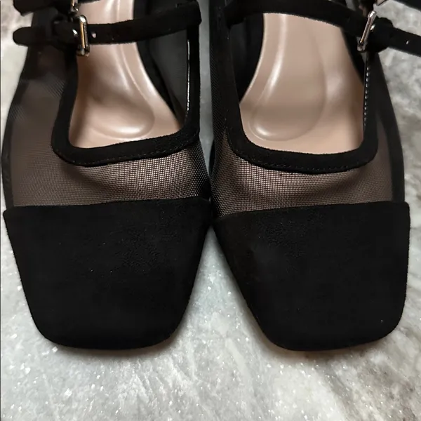 Zara Black Mesh Squared Toe Block Heeled Mary Jane’s Sz 37 (6.5) - Image 6