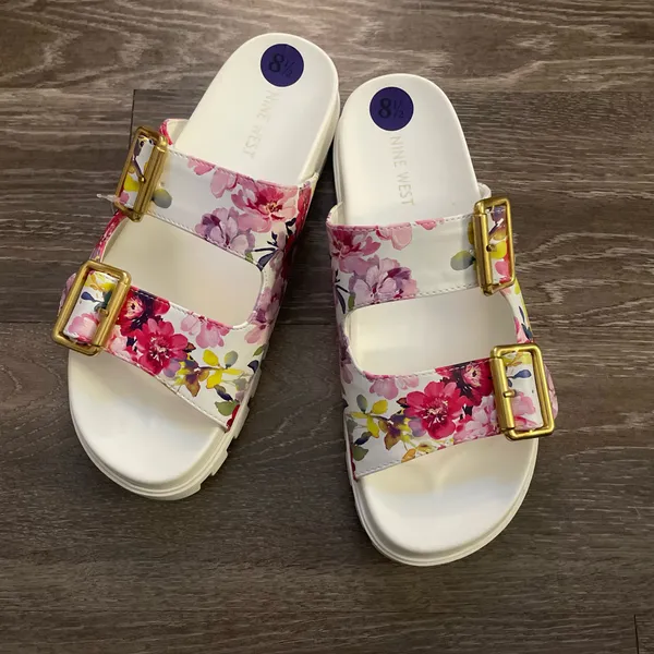 NWT Nine West Timma White Floral Sandal. Size 8 1/2 - Image 2