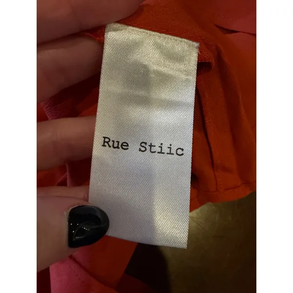 Rue Stiic Aubrey Mini Dress Women Medium Orange One Shoulder Ruched Anthro - Image 9