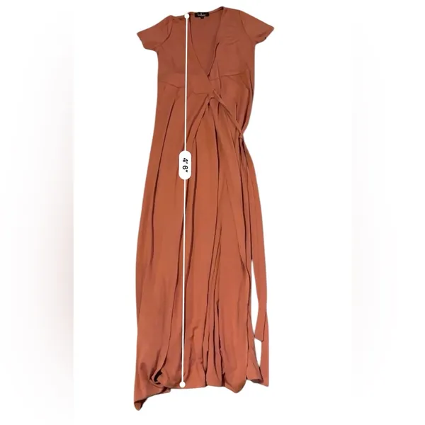 Lulus Evolve Rust Orange Short Sleeve Wrap‎ Maxi Dress Sz S - Image 11