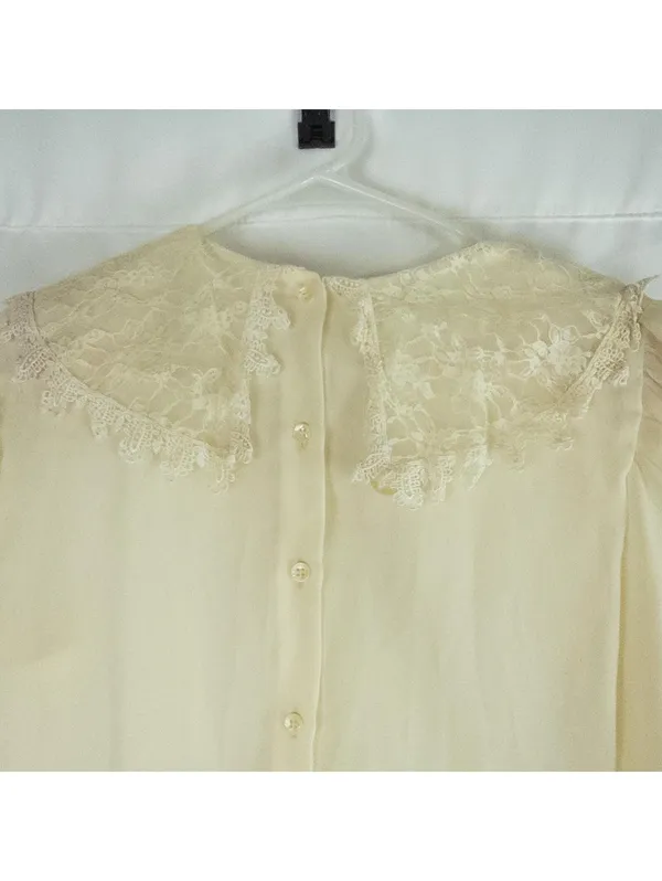 Synergy Vintage Ivory Floral Lace Blouse Womens 6 Small - Image 11
