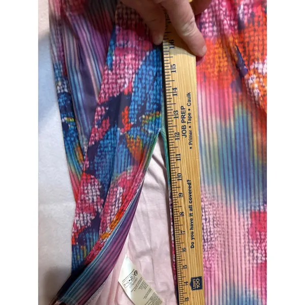 Anthropologie The Soleil Slim Strapless Ruched Mesh Midi‎ Dress Pink Abstract - Image 11