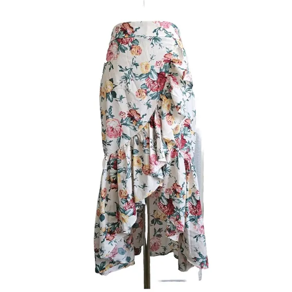 Milk & Honey, Asymmetrical Pink and Blue Wrap Maxi Skirt - Image 8