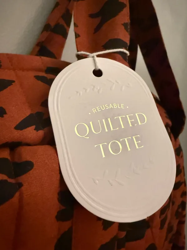 Quilted Tote Bag Orange - Image 2