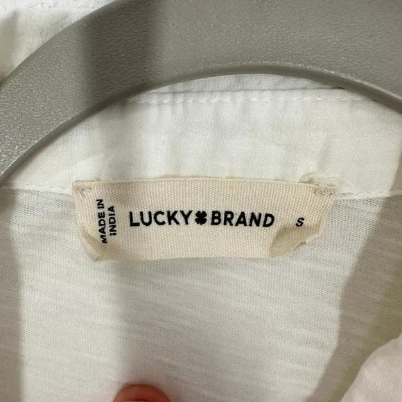Lucky Brand White‎ Eyelet Peplum Babydoll Button Up Shirt Top Boho Cotton NWT - Image 8
