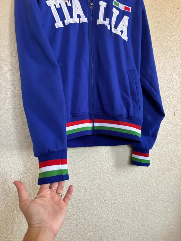 90s Italia Italy blue zip up hoodie - Image 4