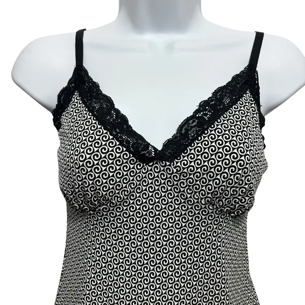 White House Black Market Womens Babydoll Fitted Cami Top XS Swirl Lace Trim‎ Y2K - Image 3