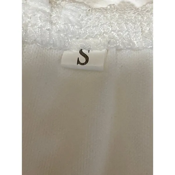 Womens White Embroidered Sheer Mesh Tiered Half Sleeve A Line Maxi Dress Size S - Image 5