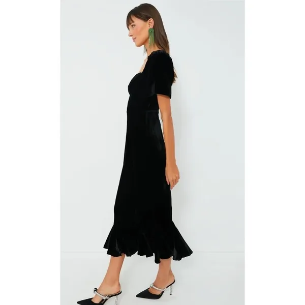 RHODE Sweetheart Velvet Ramona Slim Midi Dress in Jet Black Size 4 New with Tags - Image 7