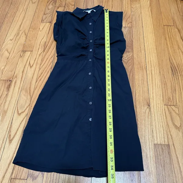 Veronica Beard Black Ferris Stretch Poplin Ruched Shirt Dress Size 4 - Image 8