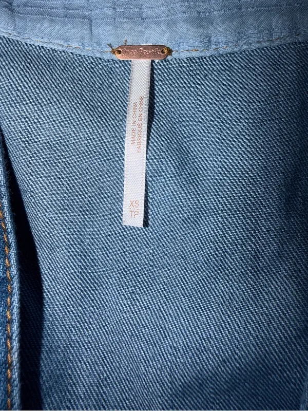Free People Medium Blue Denim Deep V Tunic - Image 5