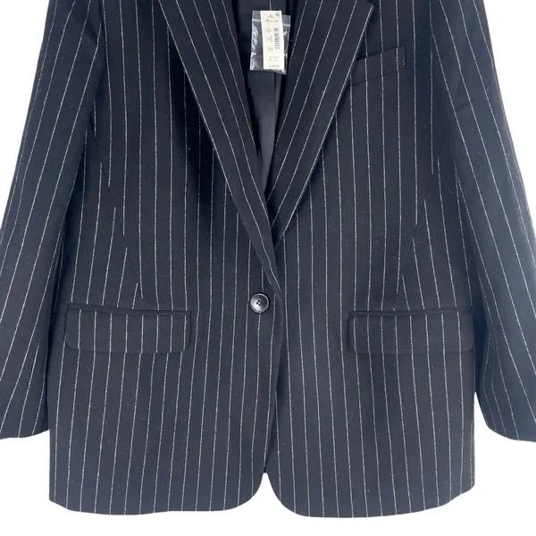 Madewell Wool Blend Oversized Blazer Jacket in Pinstripe Black Size 8 - Image 6