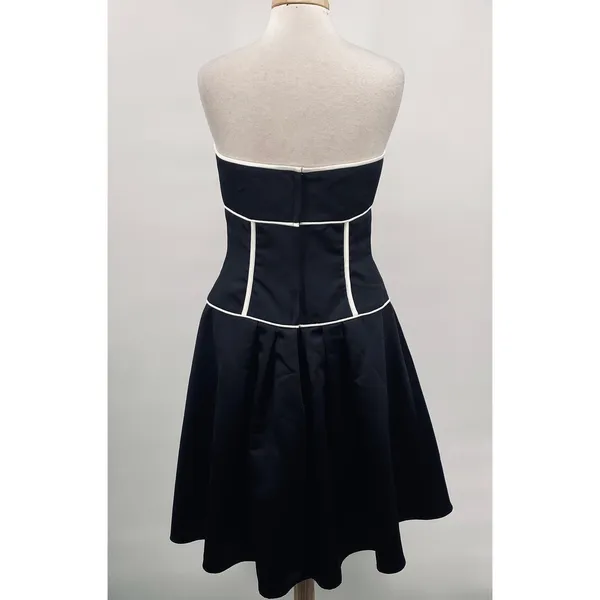 Vintage Y2k Jessica McClintock Satin Cocktail Dress Strapless Fit & Flare Black - Image 10
