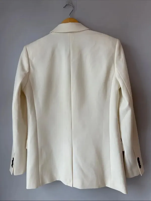 NWT Madewell Cream Wool Blend Tuxedo Blazer Jacket - Image 3