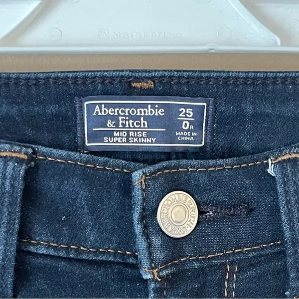 ABERCROMBIE & FITCH | Dark Blue Mid Rise Super Skinny Denim Jeans Sz 25 - Image 5