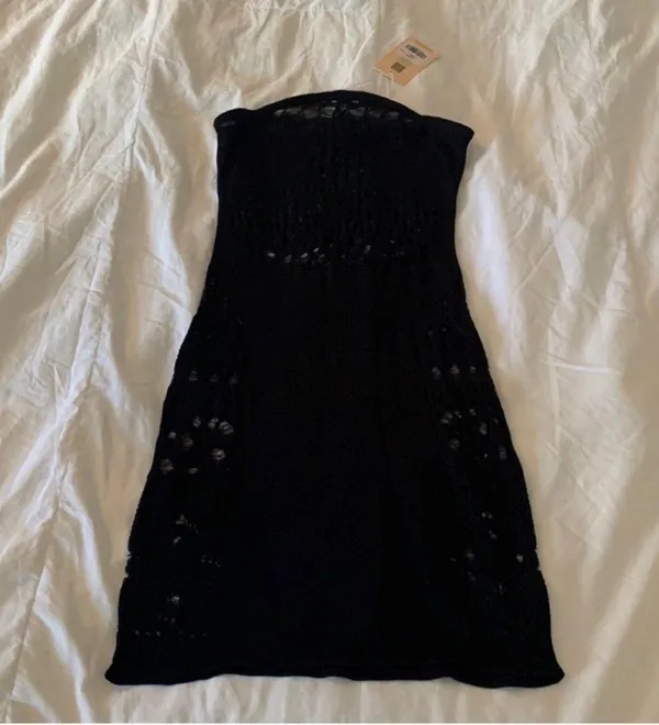 Tiger Mist Black Lise Bodycon Mini Tube Distressed Dress - Image 4