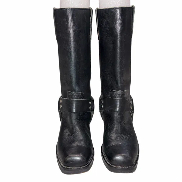Pintainho Black Leather Moto Harness Boots Shoes 36 - Image 3
