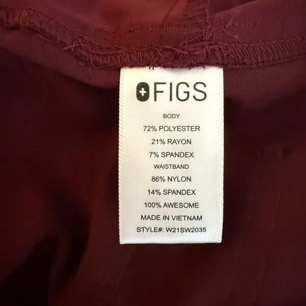 FIGS NWT Yola Maternity Skinny Scrub‎ Pants Small Burgundy Workwear - Image 4