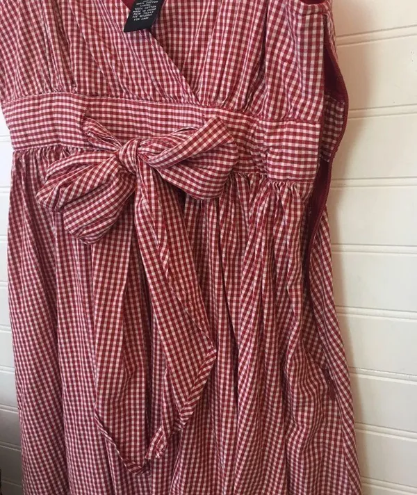 Alexandra Bartlett Gingham Cotton Midi Dress​ Red Size 2 - Image 4