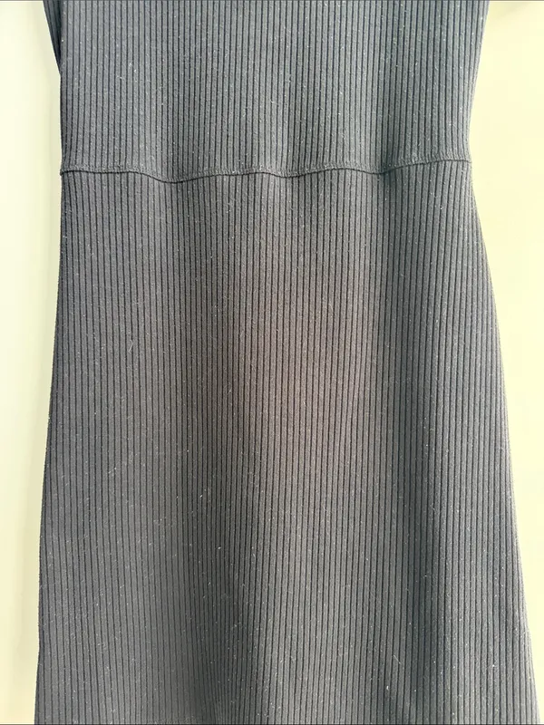 Abercrombie & Fitch Black Ribbed Fit & Flare Short Sleeve Dress - Image 7