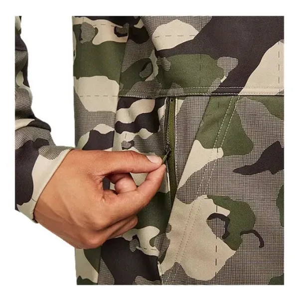 Nike Therma-FIT Camo Pullover Hoodie Green Tan Brown Fleece Lined CU6260-326 - Image 2