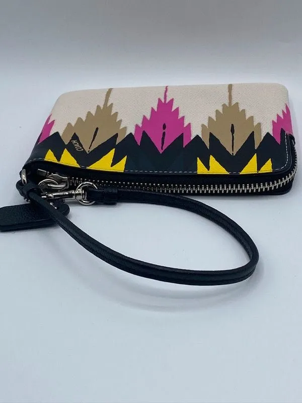 Coach Cross Grain Hawk Feather Wristlet Multicolor White - Image 2